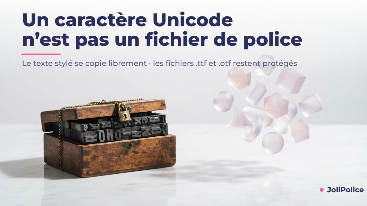 Un fichier de police d'écriture est protégé alors qu'un caractère Unicode se copie librement
